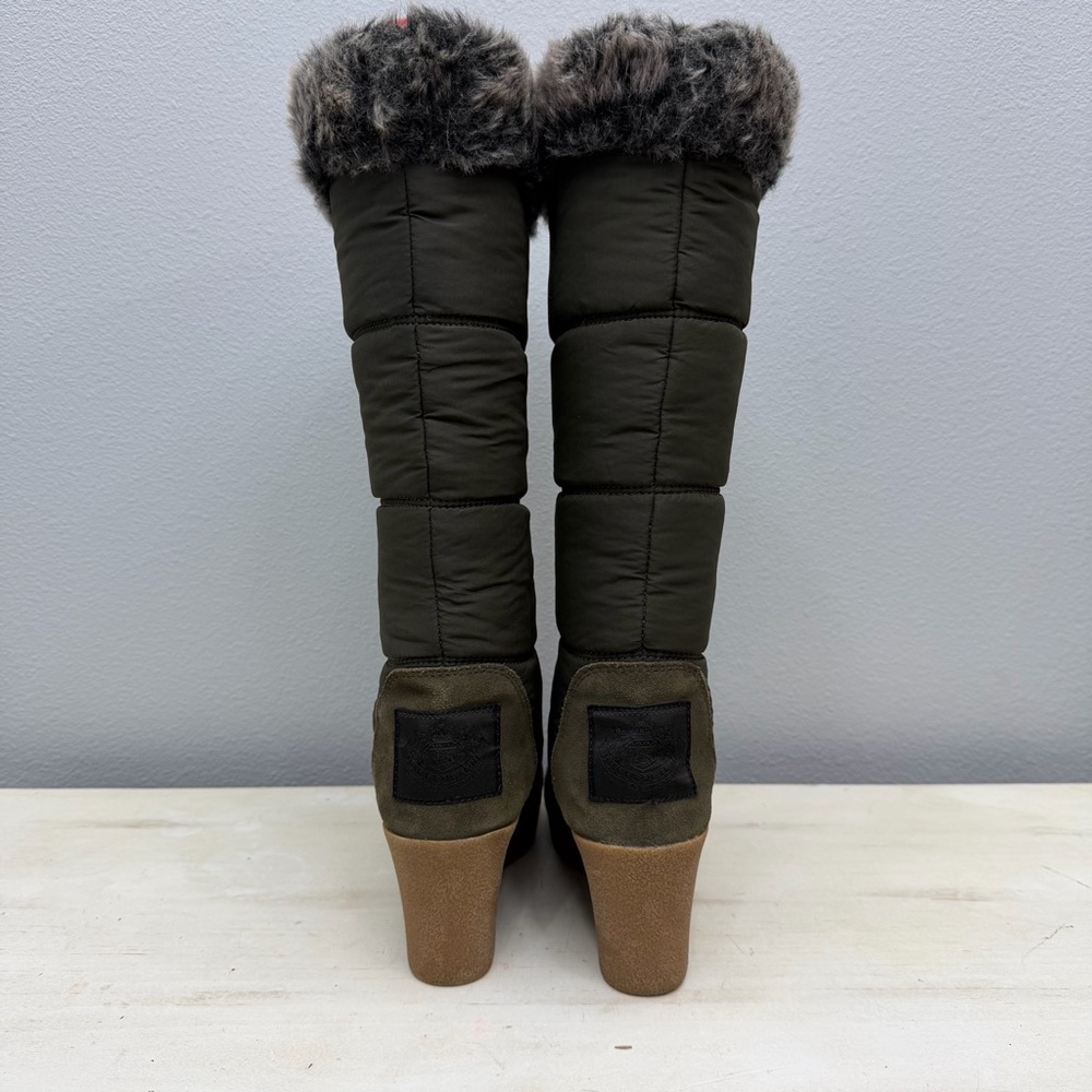 Juicy Couture Green Puffer Wedge Platform Boots Size 7 - Picture 7 of 10